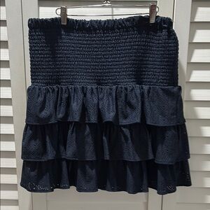 Michael Kors Blue Bubble Mini Skirt with Ruffled Tiers